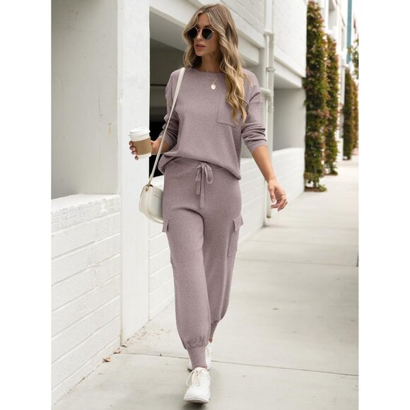 Women's Knit Sweater Set Small Casual Lounge Jogger Pants Fall - Picture 7 of 8